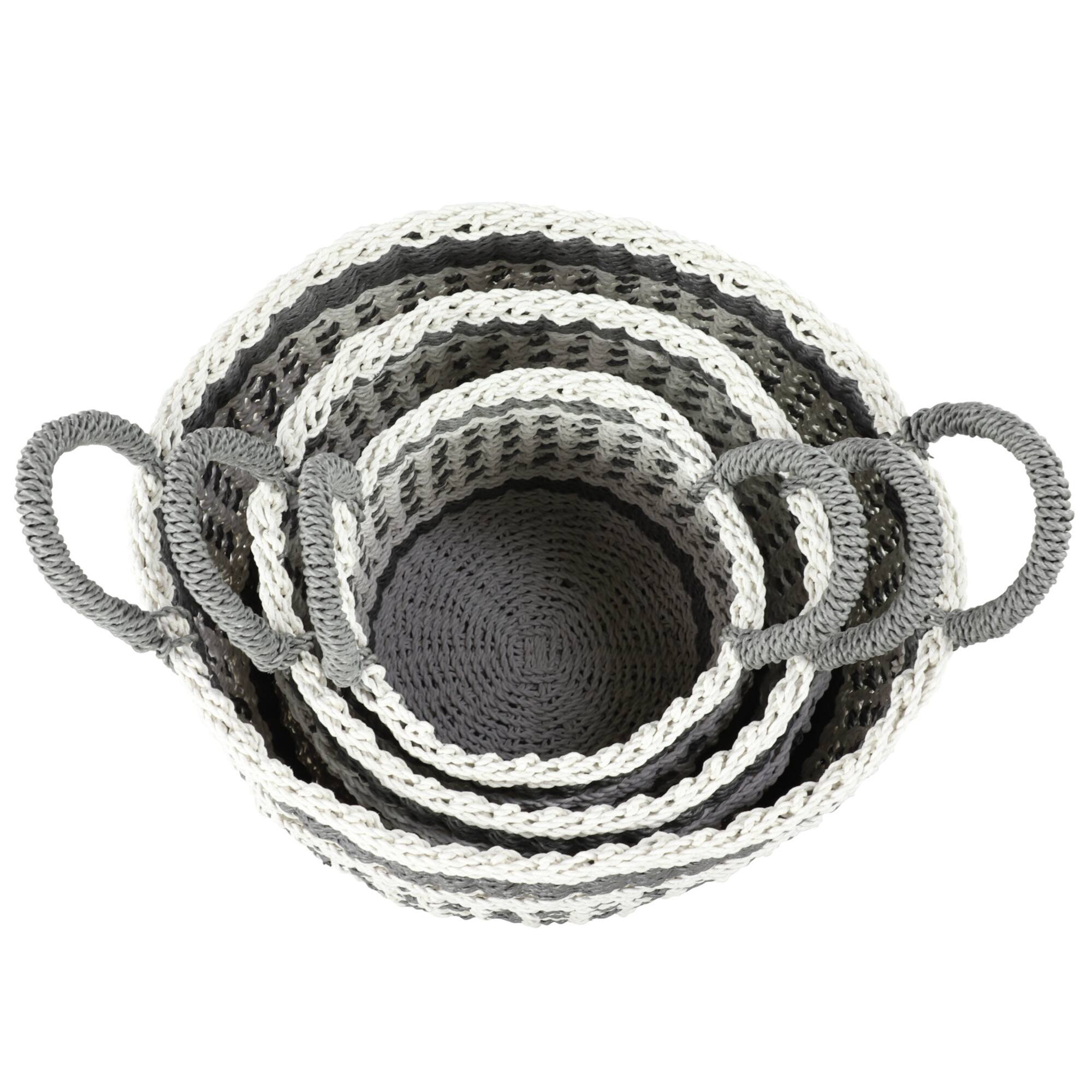 Gray Plastic Eclectic Storage Basket Set